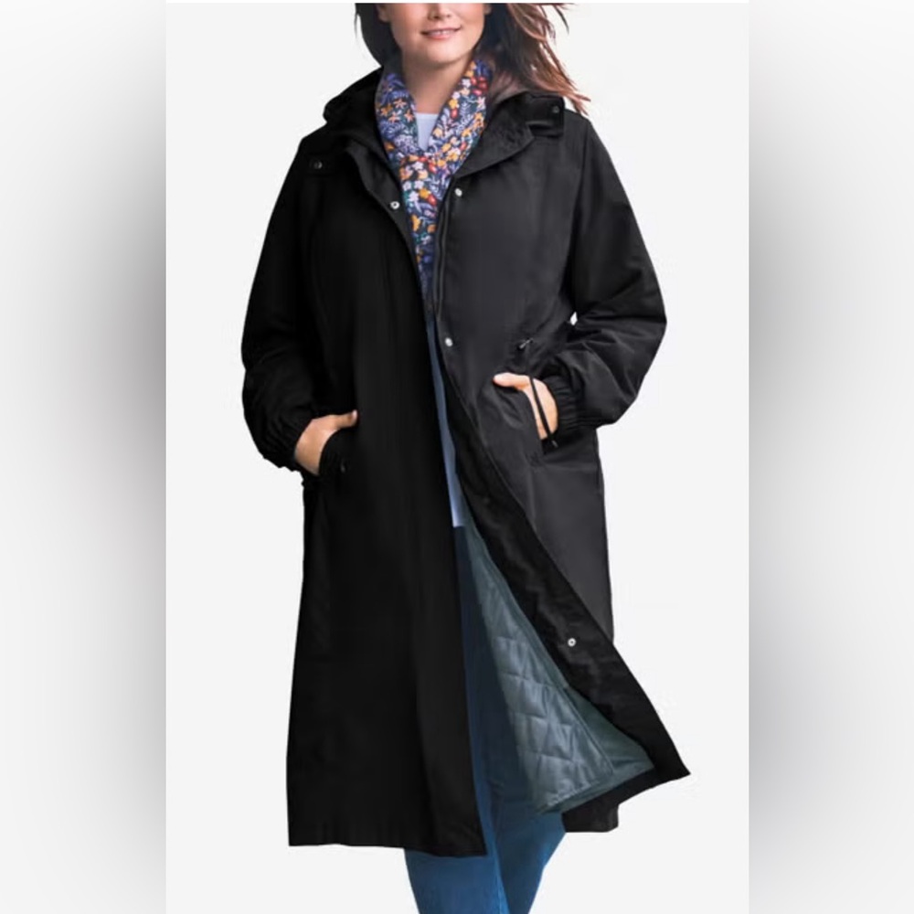 Woman Within Long Hooded Taslon Jacket